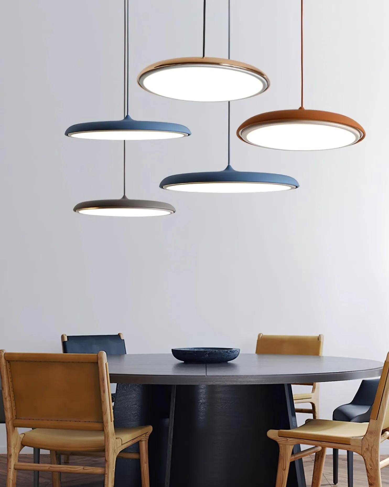 Modern Metal Saucer Pendant Light – Slim Design with LED Lighting M45