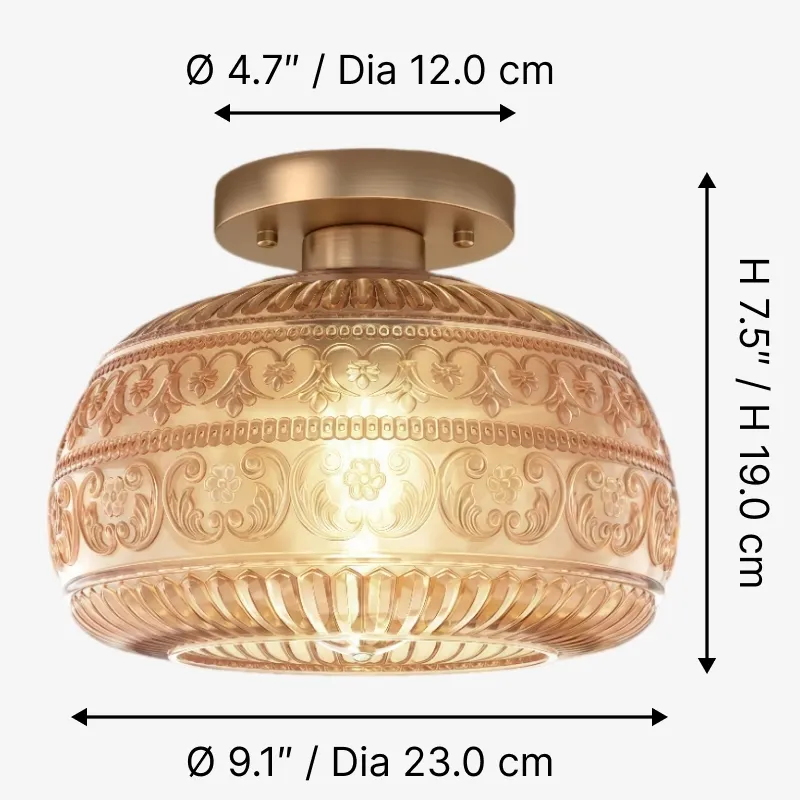 Lurex Engraved Textured Glass Flush Mount - Classic Entryway Decorative Light U21