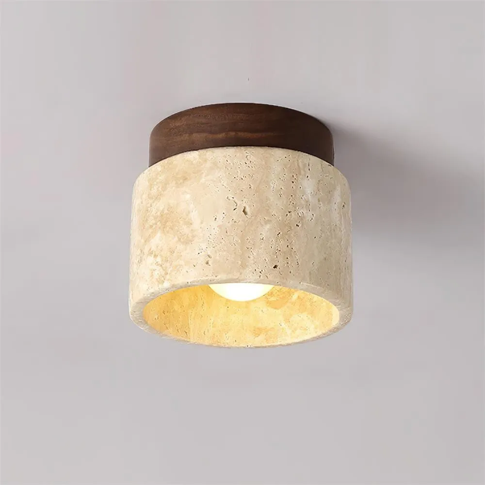 Travertine and Wood Design - Nordic Ceiling Light for Modern Spaces M98