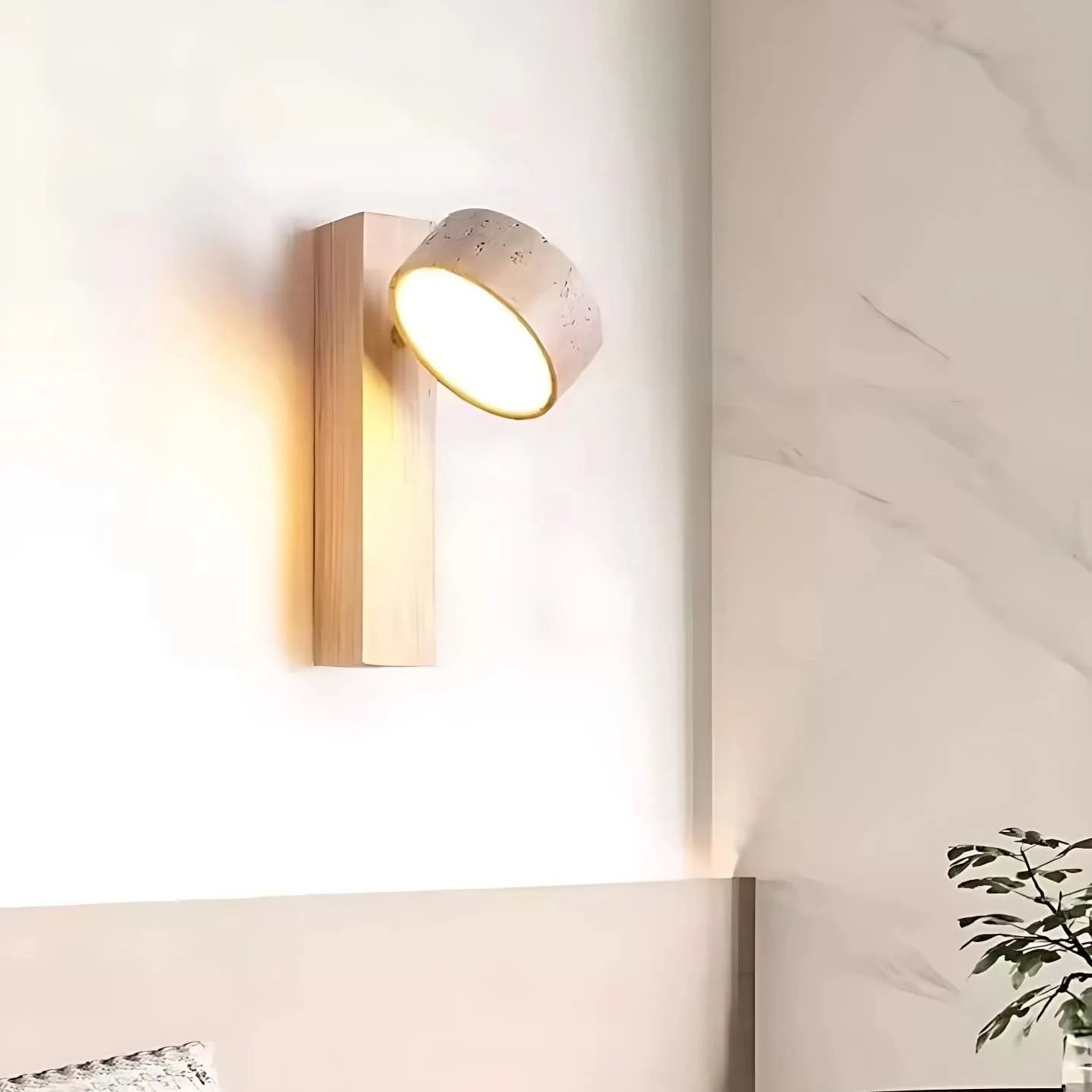 Travertine Cylinder Shade Lamp - Vintage Wall Sconce for Hallway M13