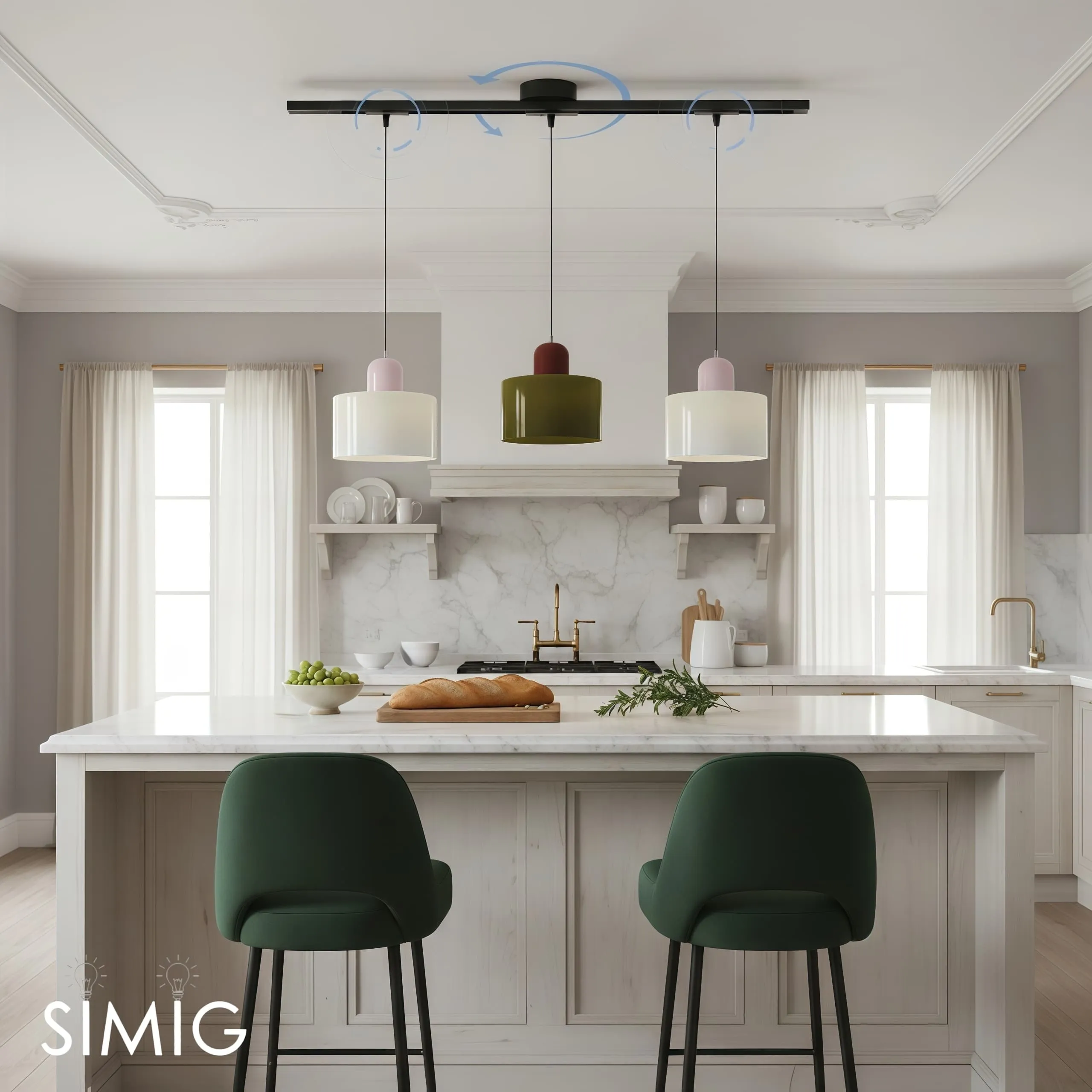 Axitra Rotatable Pendant Light Ceiling Rail – Sleek Adjustable Track for Pendant Lights Contemporary N21