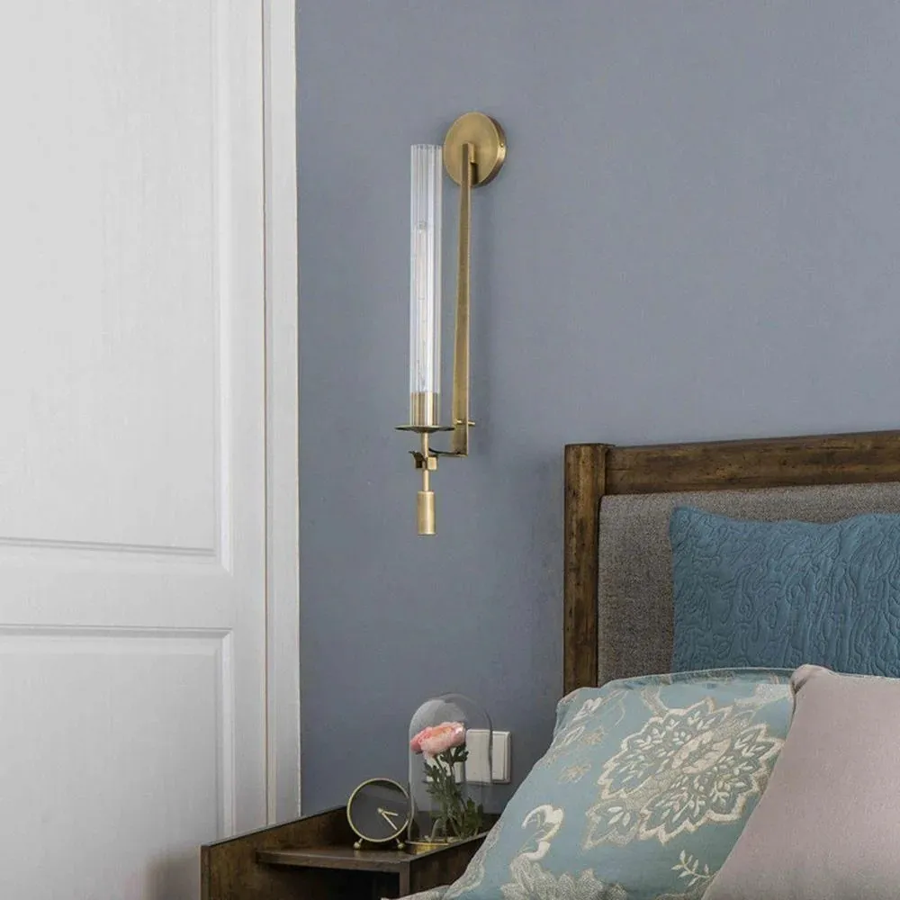 Ribbed Glass Wall Lamp with Slim Metal Base – Classic Meets Modern S229