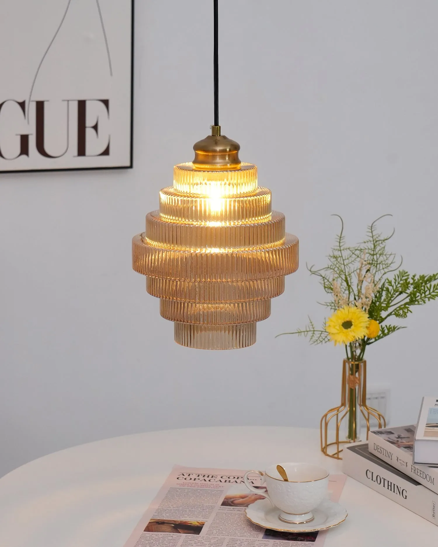 Modern Creative Pleated Design Glass Pendant Lamp M48