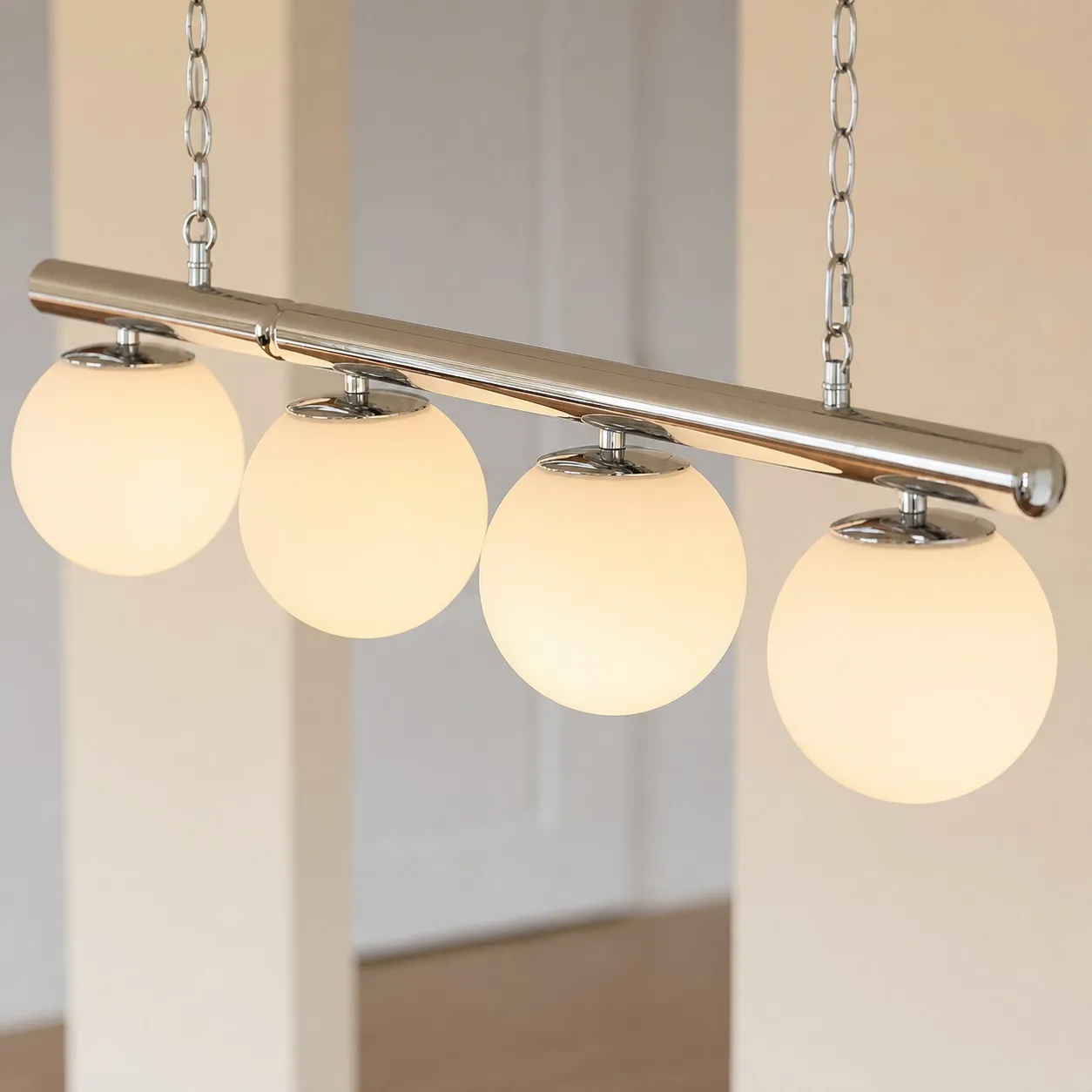 White globe glass shade close view