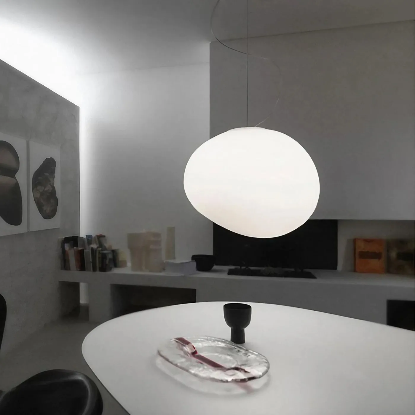 Pebble Orb Deco Milk Glass Pendant Light S161