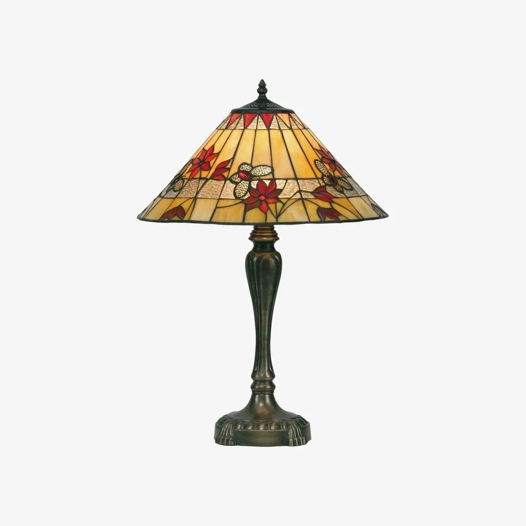 TF Butterfly Table Lamp - Hand-Cut Stained Glass Shade Table Light for Living Room and Bedroom T856