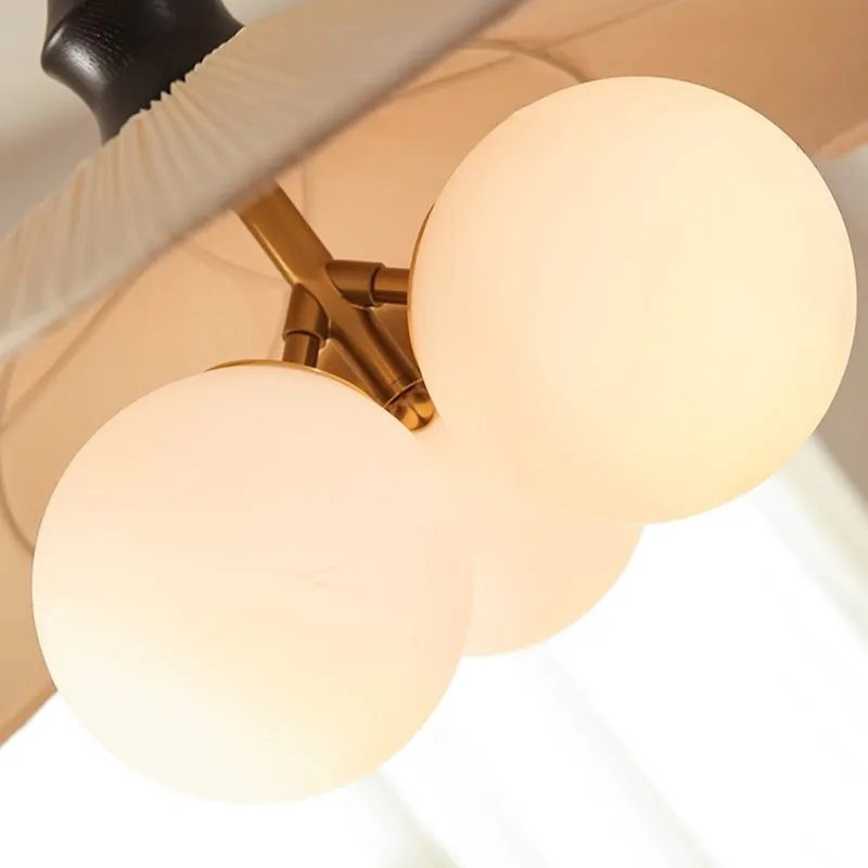 Orrise Vintage Inspired 3 Light Hanging Chandelier - Wood Metal and Fabric Accents Home Lighting T541
