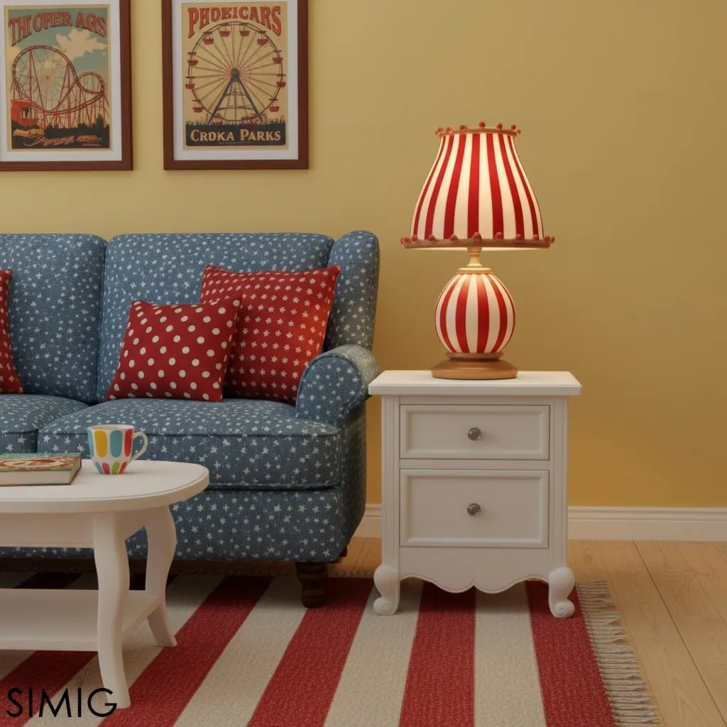 Festilo Circus-Style Metal Table Lamp — Vintage Living Room Accent S278