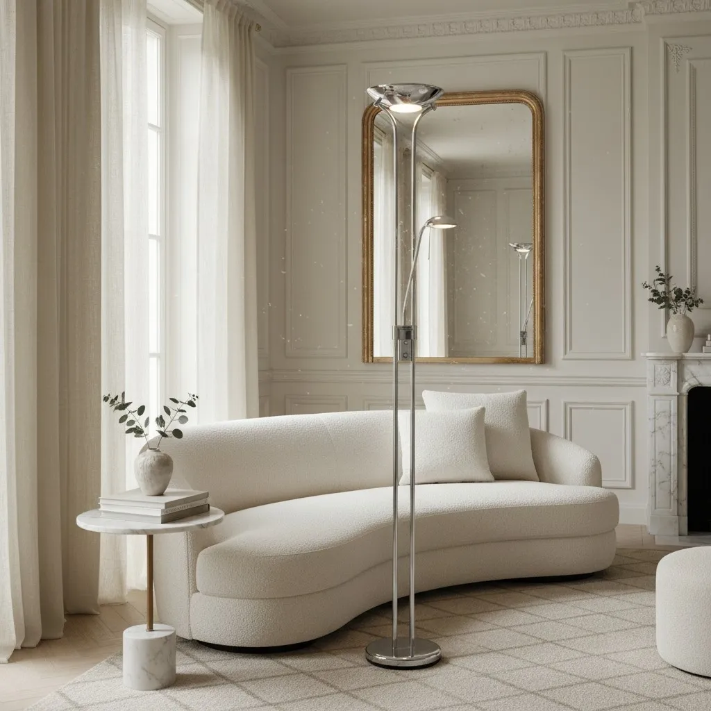 Linexis Art Deco Metal & Opal Glass Floor Lamp - Dual-Light Design for Modern Interiors T942