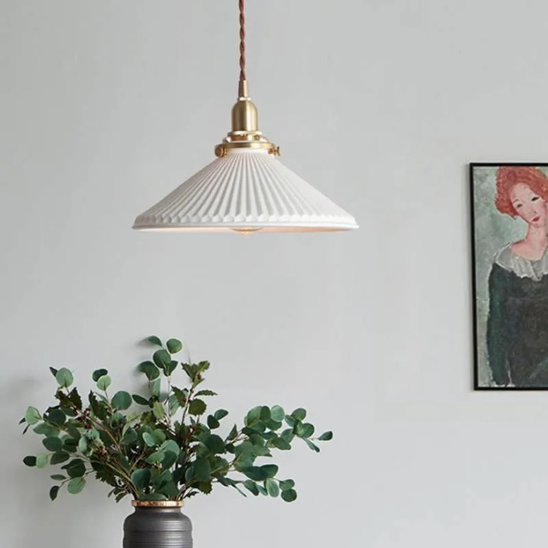 Modern Pleated Ceramic Pendant Light S160