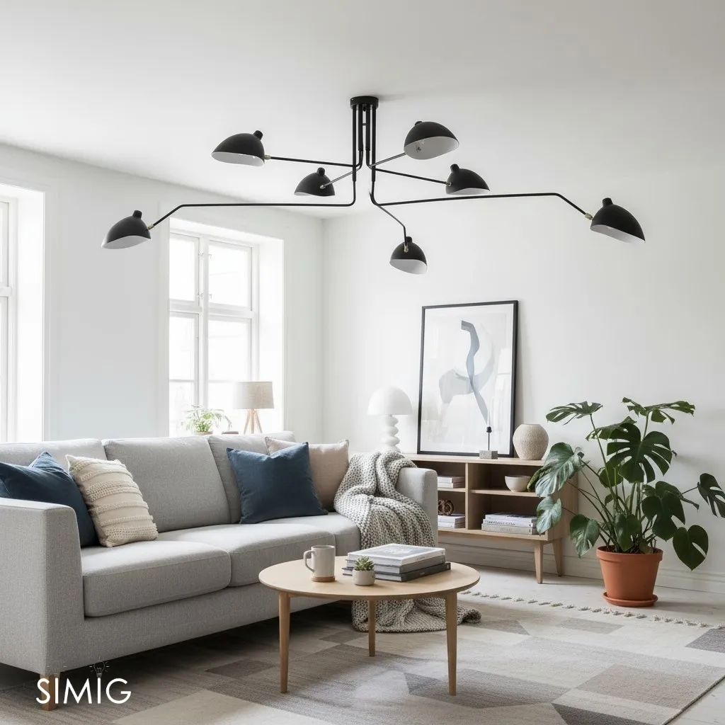Arclume Arc Ceiling Lamp - Mid Century Multi Arm Light for Living Room