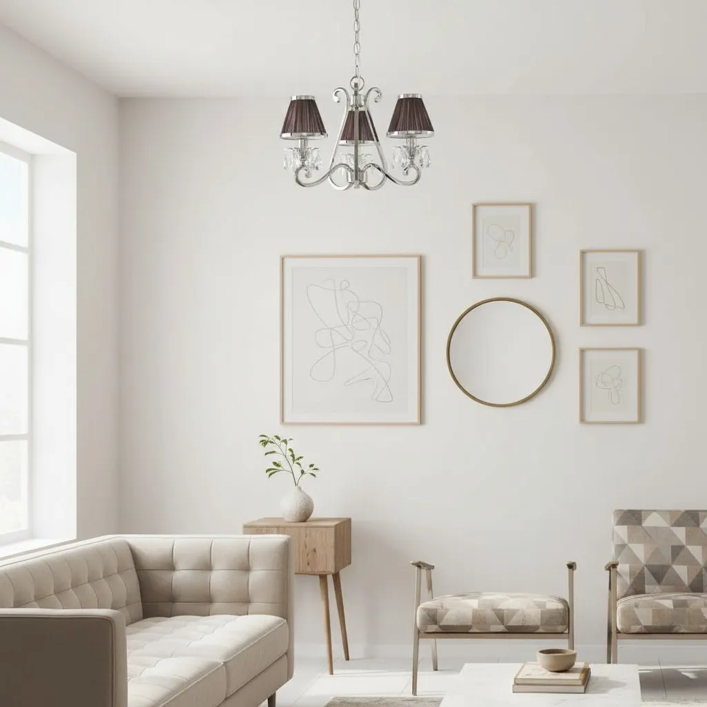 Talonis Multi-light Fabric Chandelier - Elegant Metal Curved Arms for Dining and Living T932