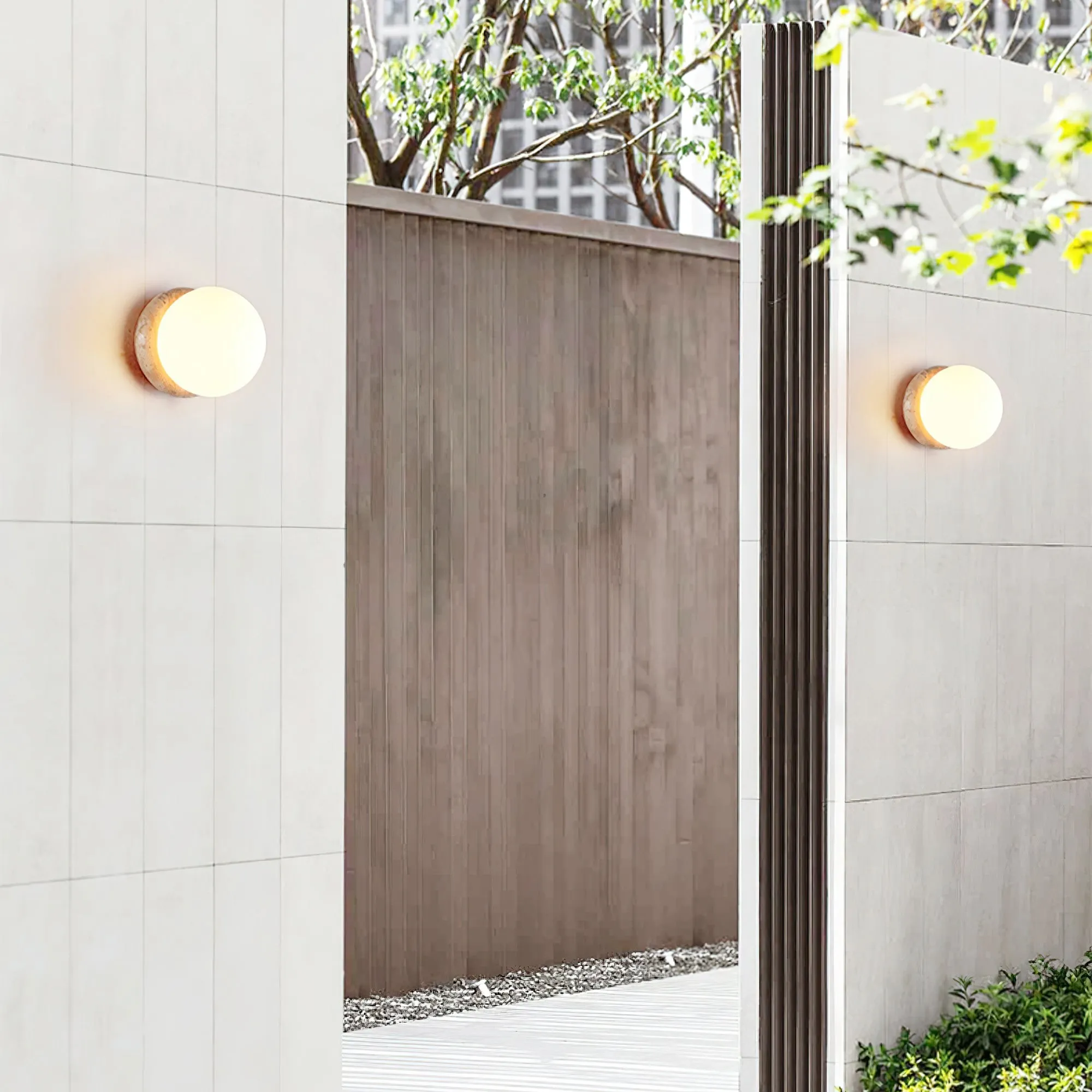 Japanese Style Wabi-Sabi Travertine Spherical Wall Lamp M575