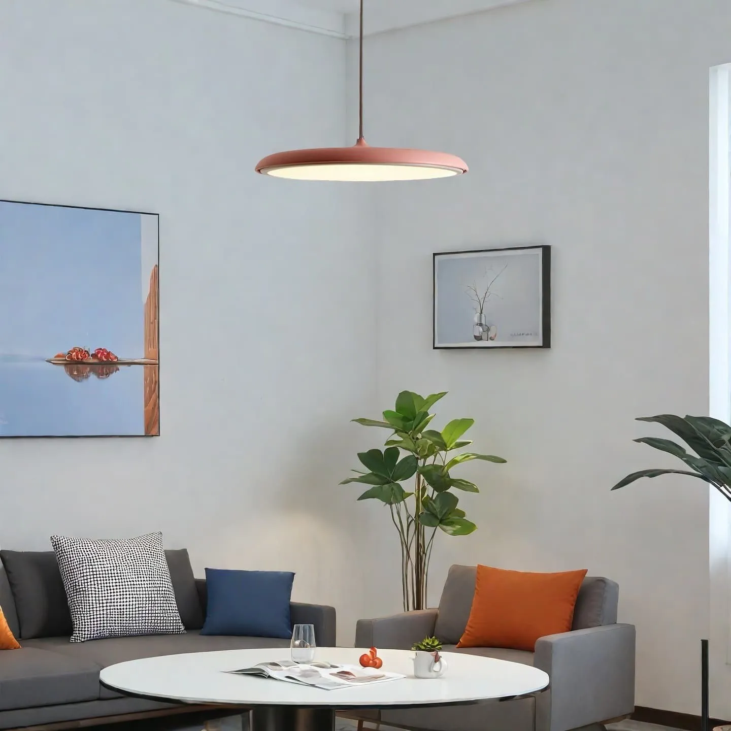 Modern Metal Saucer Pendant Light – Slim Design with LED Lighting M45
