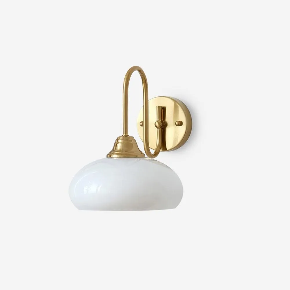 Bauhaus Wind Cream Glass Shade Metal Curved Pole Wall Sconce G45