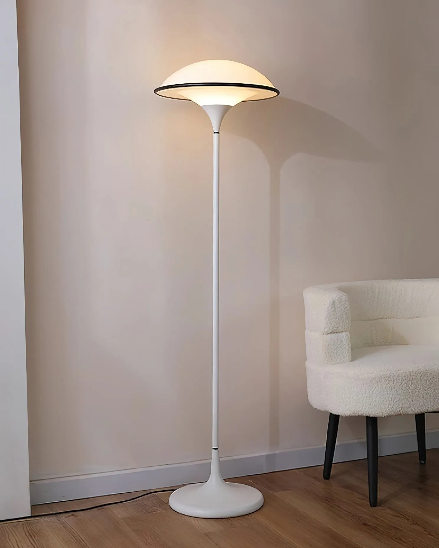 Danish Retro White Flying Saucer Floor Lamp M278
