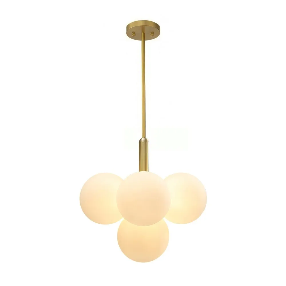 Opal Glass Bubble Cluster Grape Brass Chandelier for Dining Room