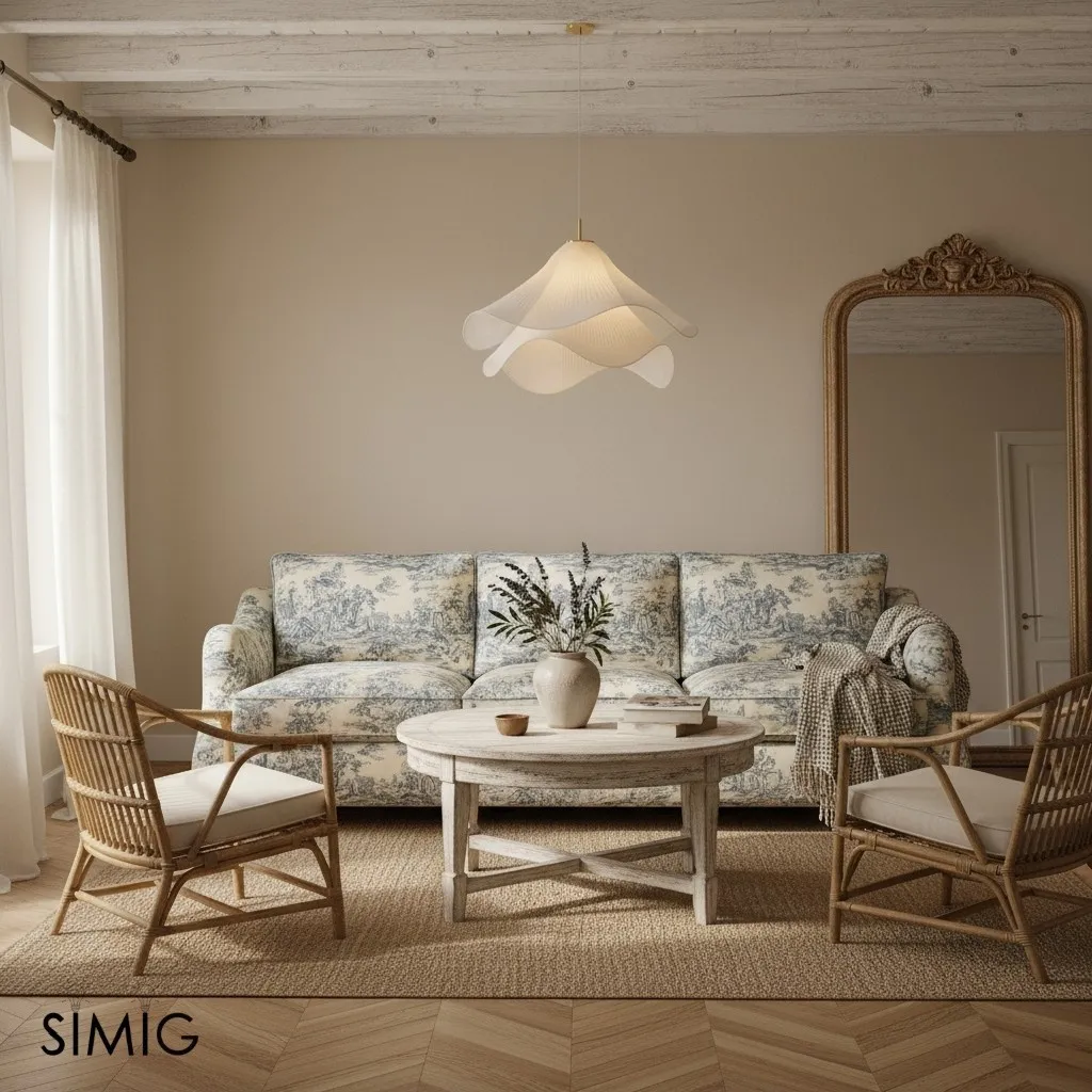 Ethereal Bloom Flower Pendant Light - Elegant White Fabric Pendant Light T087