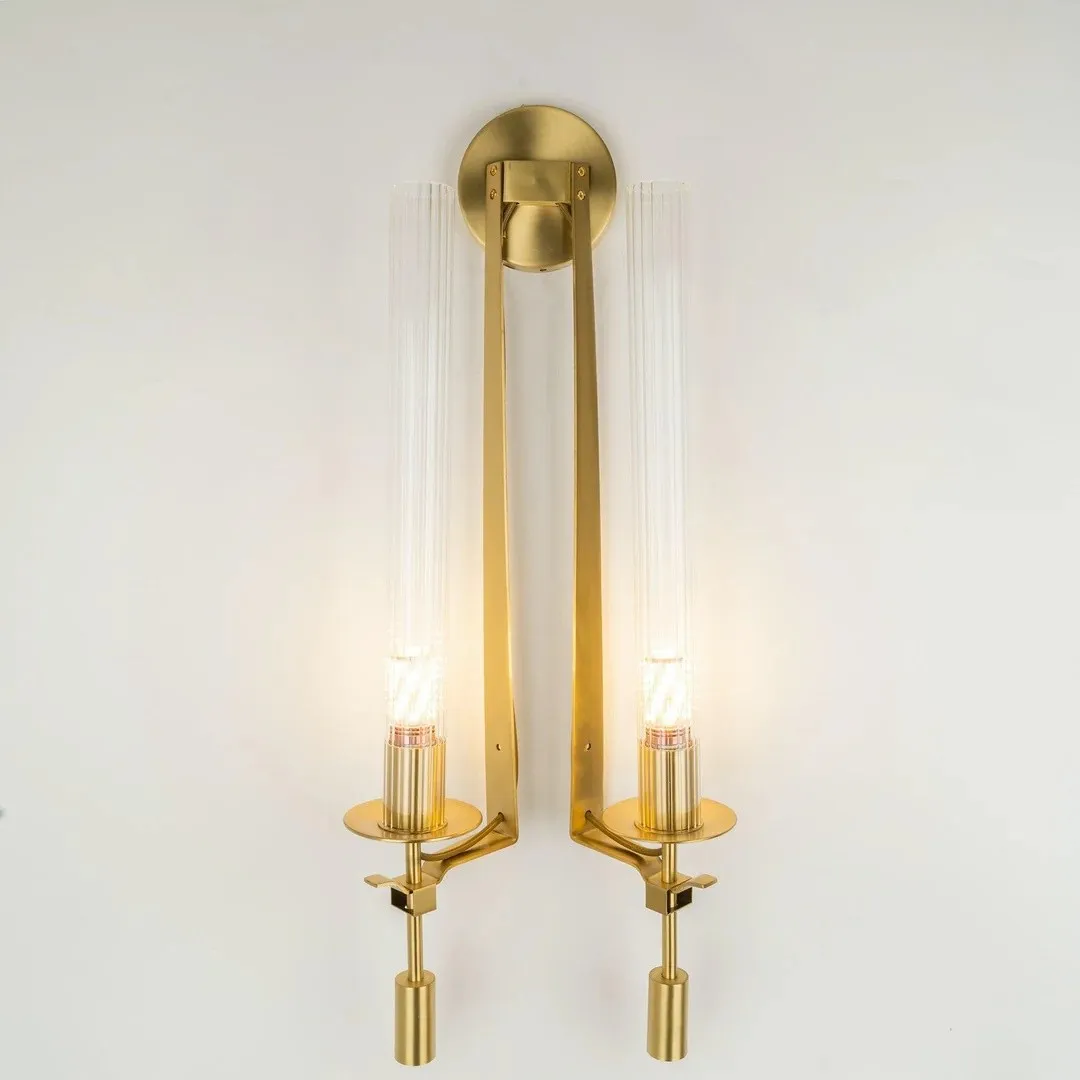 Ribbed Glass Wall Lamp with Slim Metal Base – Classic Meets Modern S229