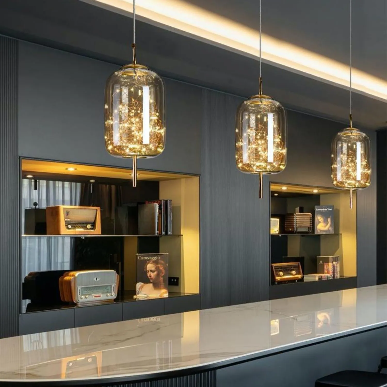 Scandinavian Cylinder Oval Glass Pendant Light M63