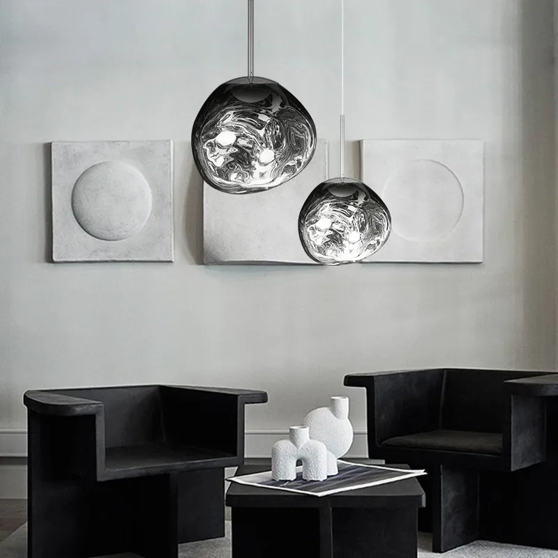 Glass Dynamic Pendant Light - Artistic Metallic Glow Pendant for Dining Area S54