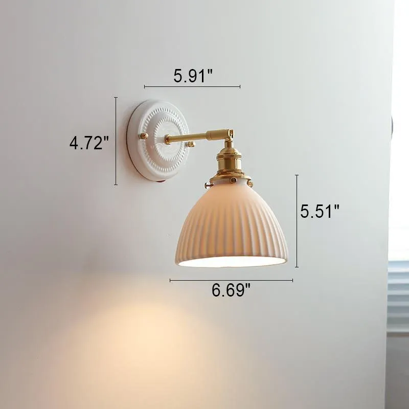 Vintage Ceramic & Brass Wall Sconce – Elegant Lighting for Bedrooms & Hallways T265