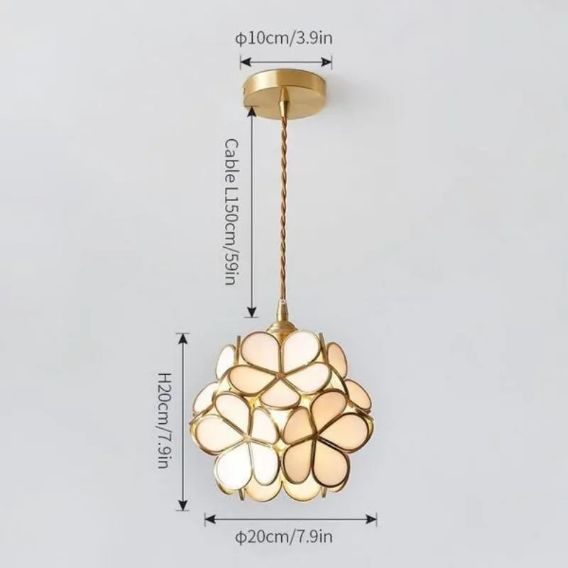 Nordic Brass Flower Petal Glass Pendant Light S10