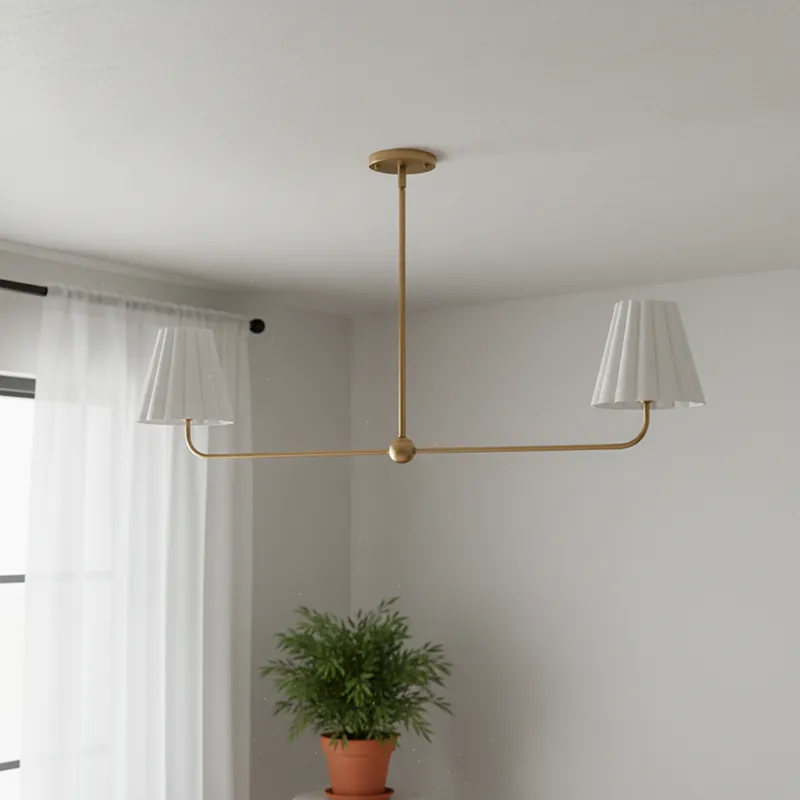 Ruffmeto Ruffled Shade Metal Frame Chandelier for Dining, Entry and Living Room T690