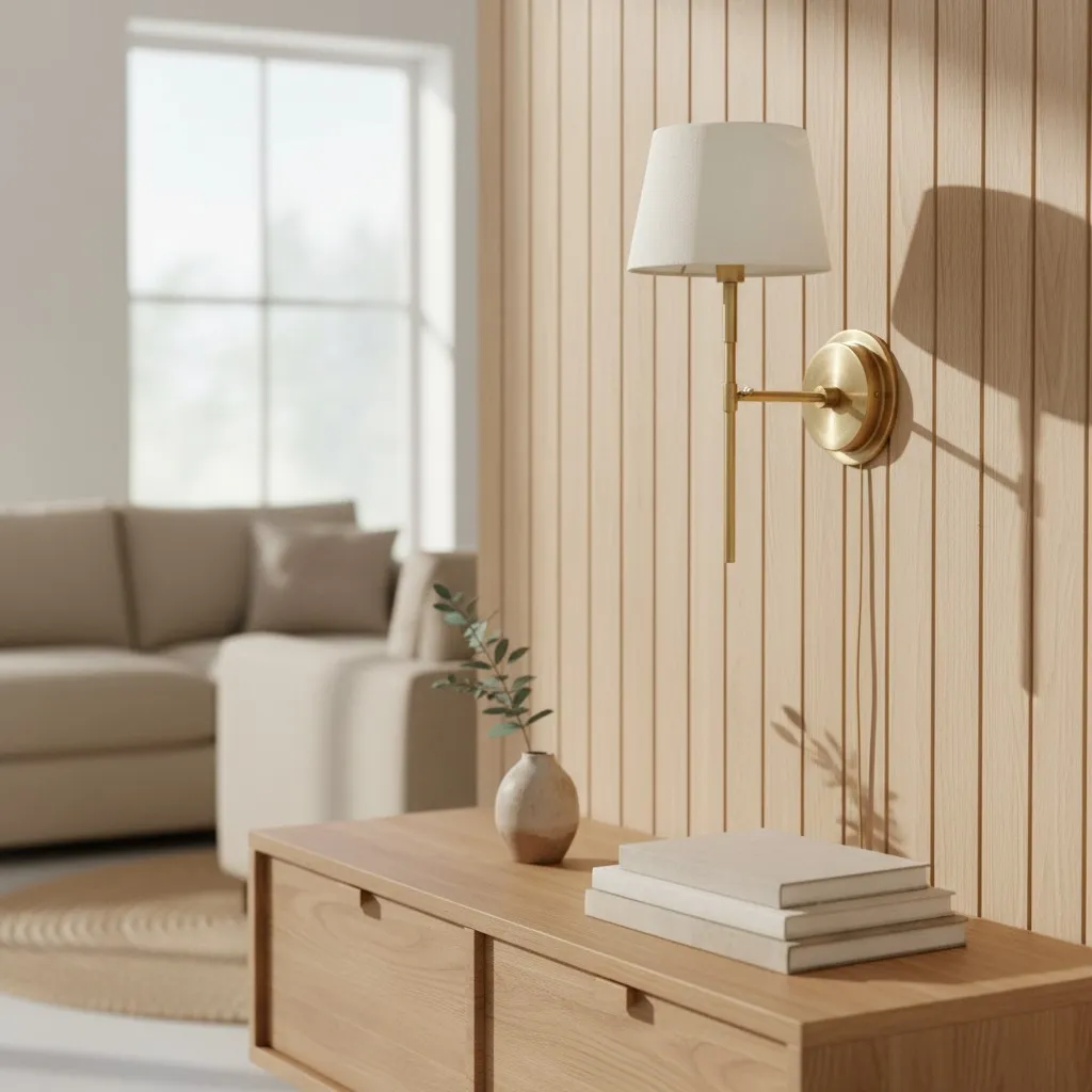 Cremaris Metal Wall Light with Fabric Shade - Timeless Sconce for Interior Lighting T1017