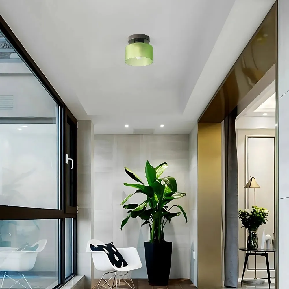 Morandi Cylinder Glass Ceiling Light – Colorful Touch For Hallway Spaces S216