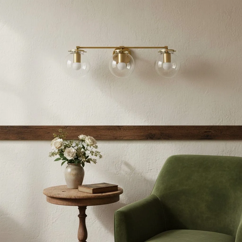 Glorica Glass 3 Shade Globe Vanity Light - Soft Bathroom Light Fixture T329