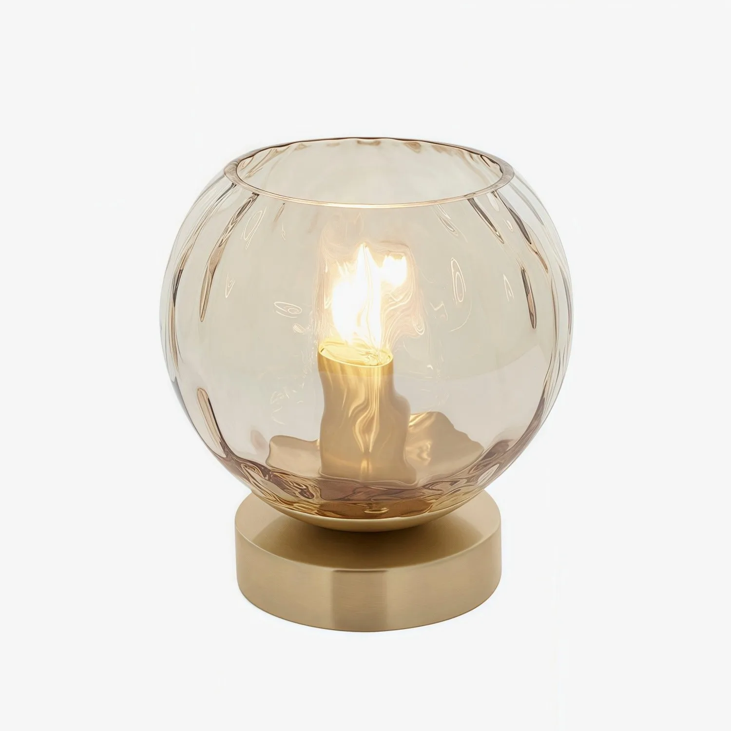 Tracian Modern Dimple Globe Table Lamp - Brass Ambient Decorative Lamp for Bedroom or Lounge T1049