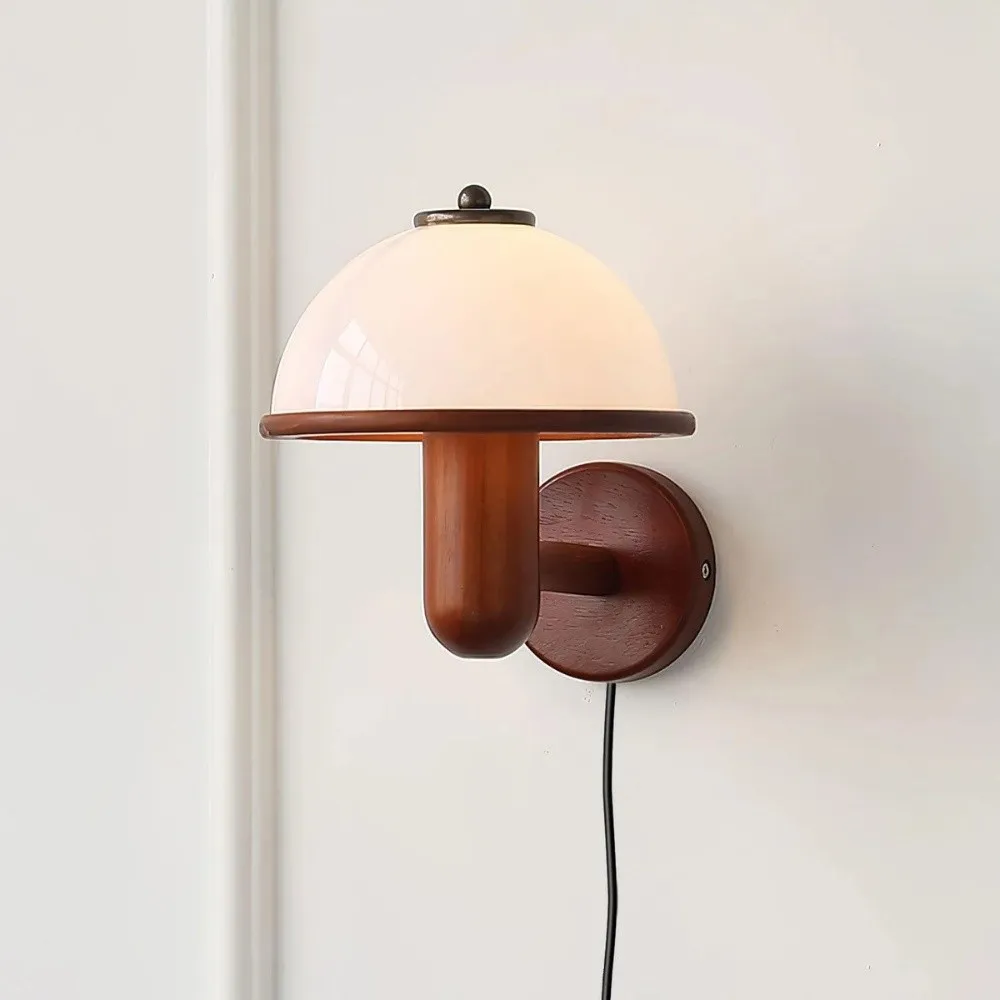 Bedside Mushroom Wood Wall Lamp S164