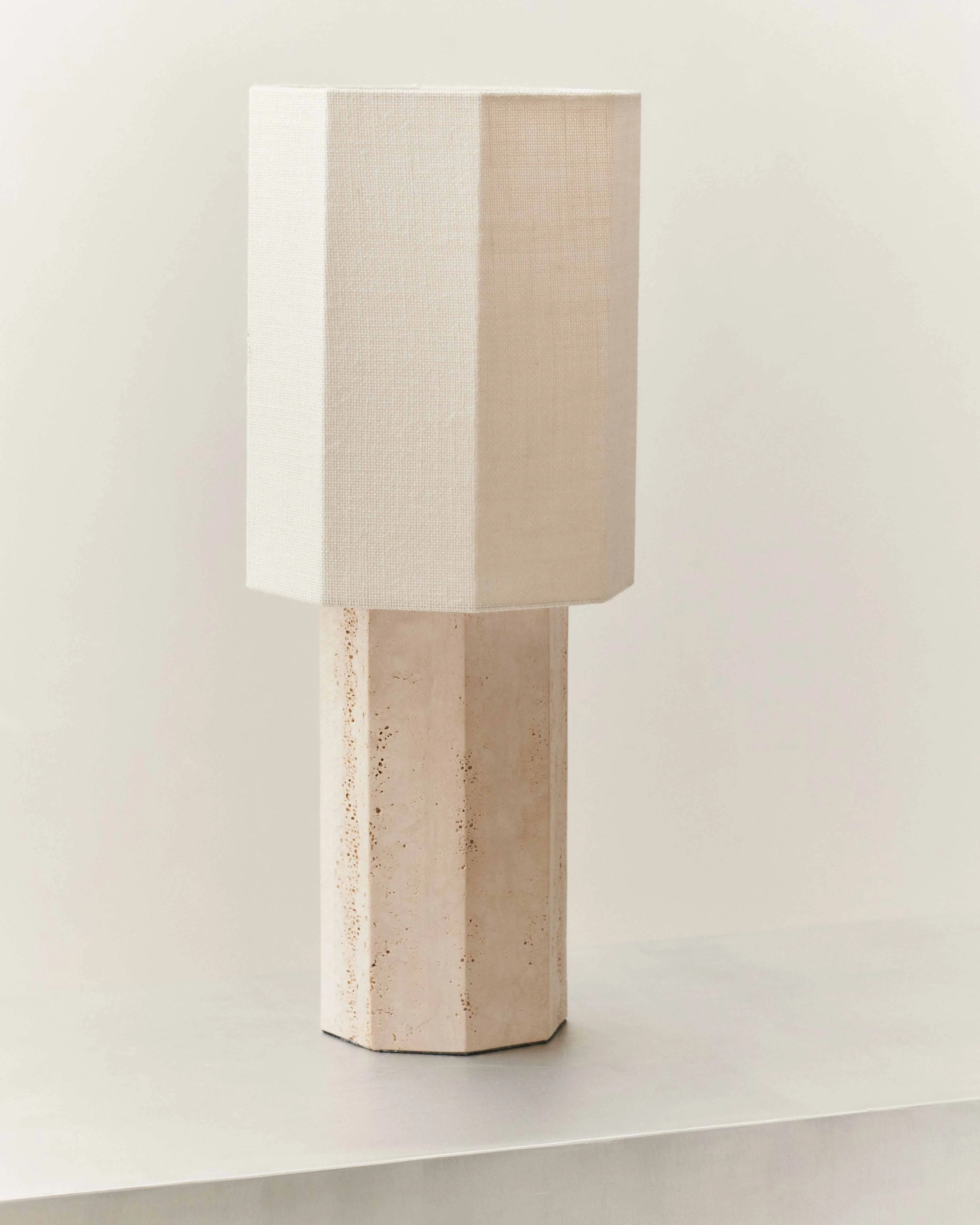 Octagonal Travertine Stone Table Lamp G66