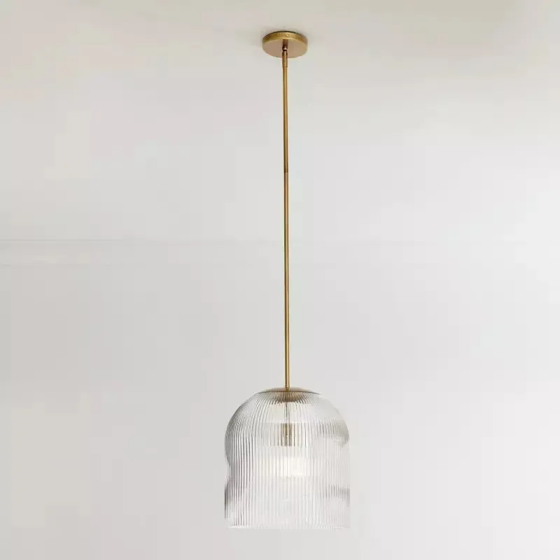 Alain Farmhouse Cooper Ribbed Glass Pendant Light G83