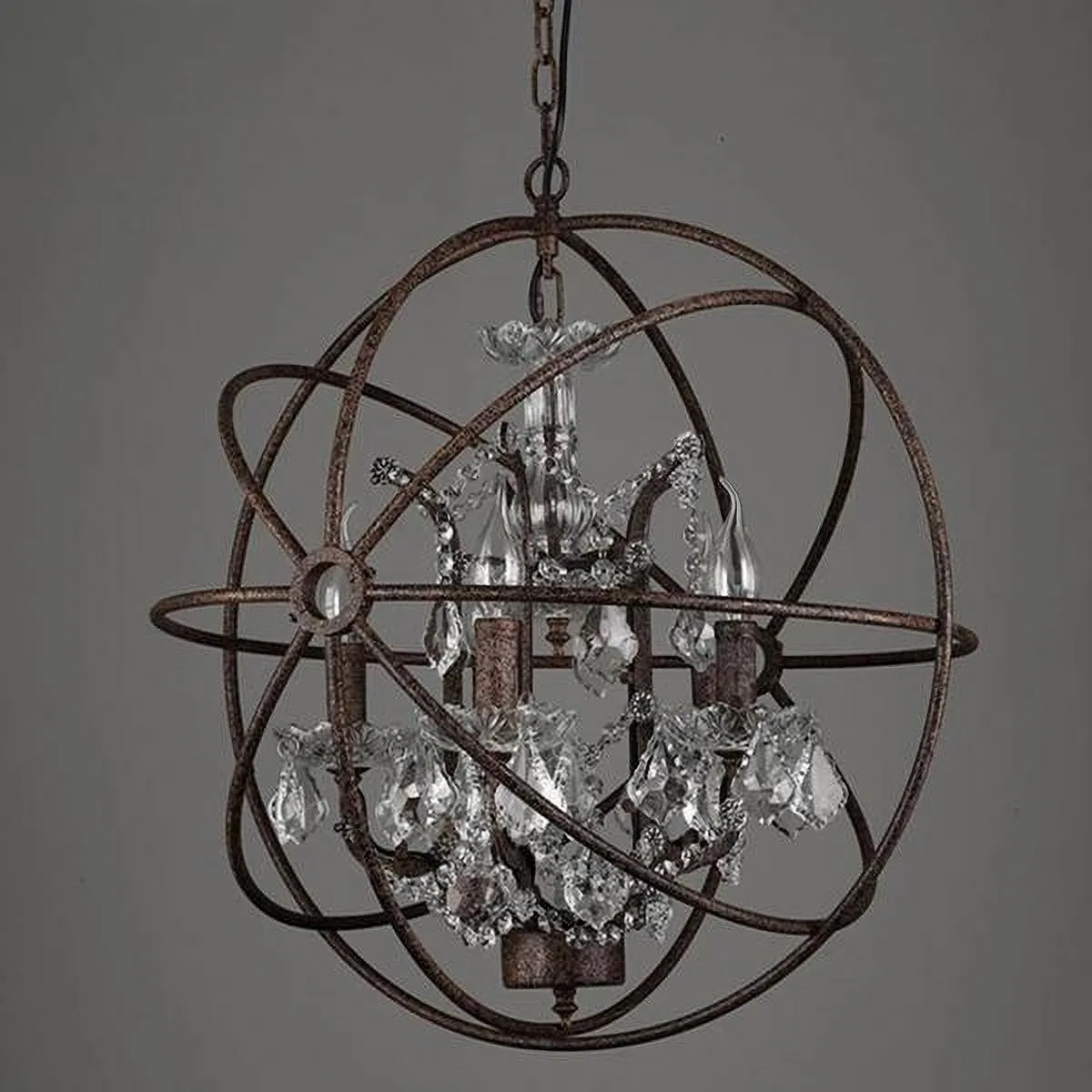 Retro Rust Iron Cage chandelier
