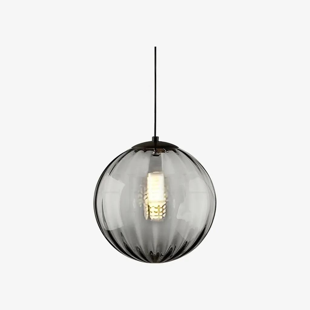 Lunorie Iron Metal Glass Globe Pendant Light - Sculpted Adjustable Pendant for Dining Spaces T570