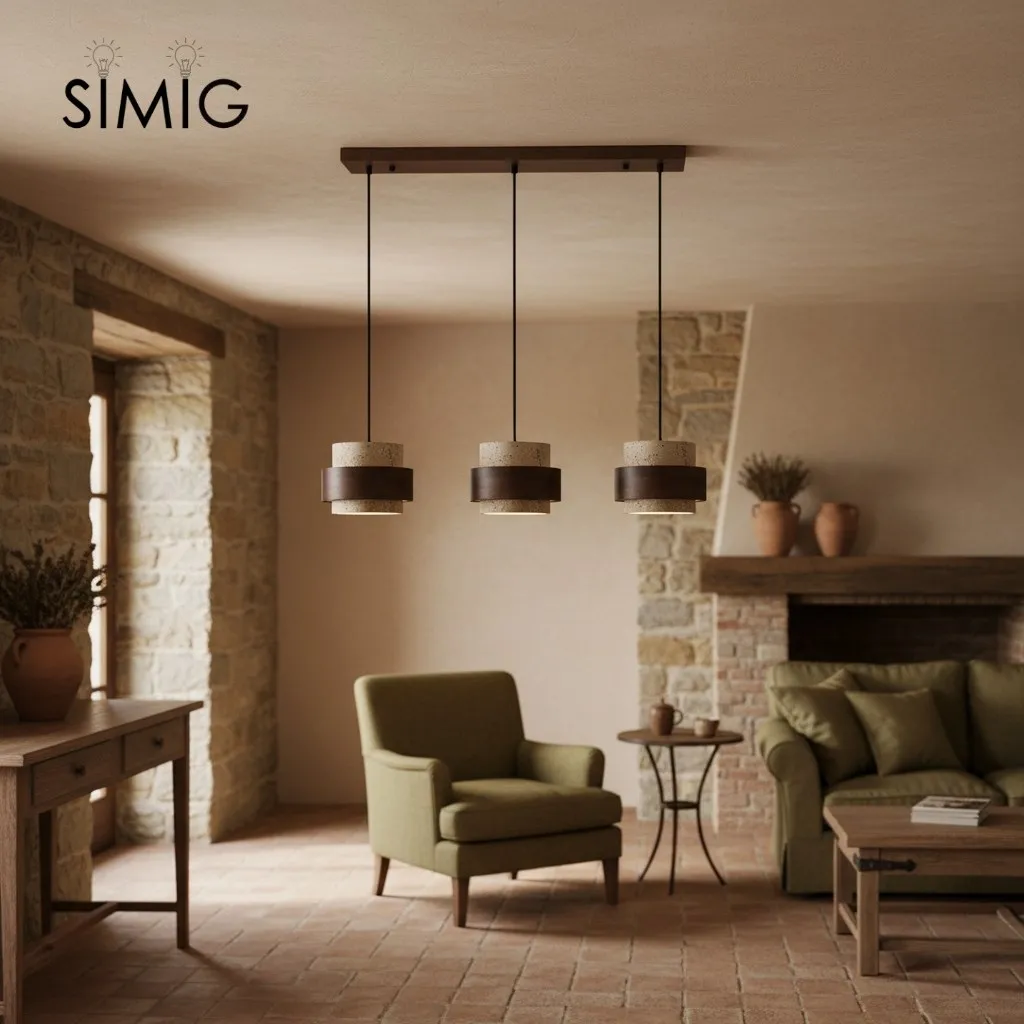 Travertine Drum Minimal Pendant - Kitchen Island Light M169