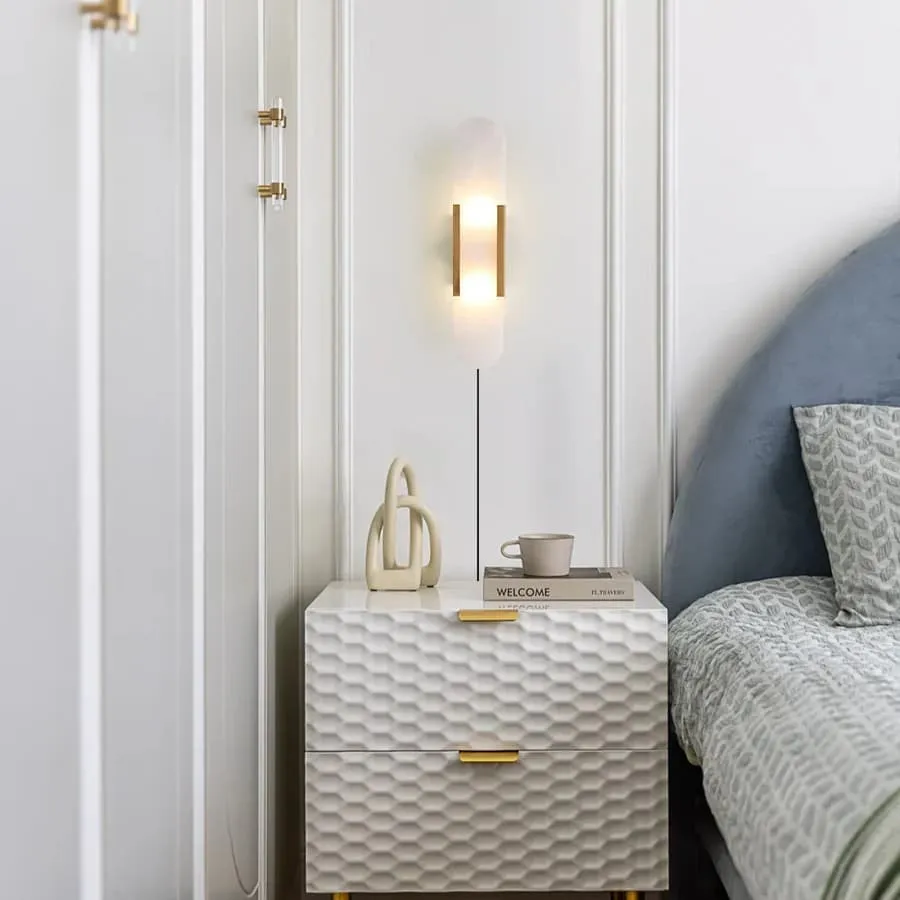 Alabaster Elongated Plug In Wall Lamp M135