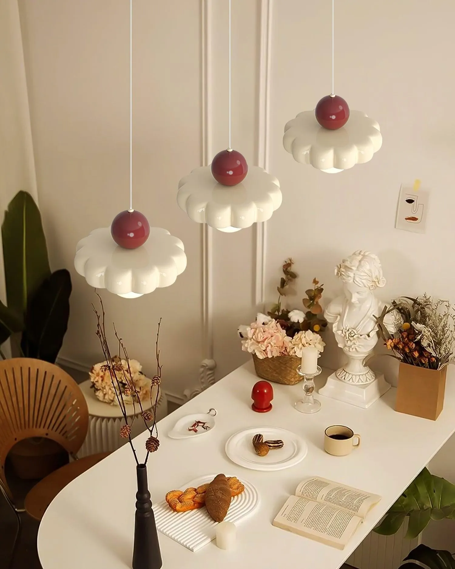 Cream Style Long Line Pumpkin Texture Pendant Lamp M173