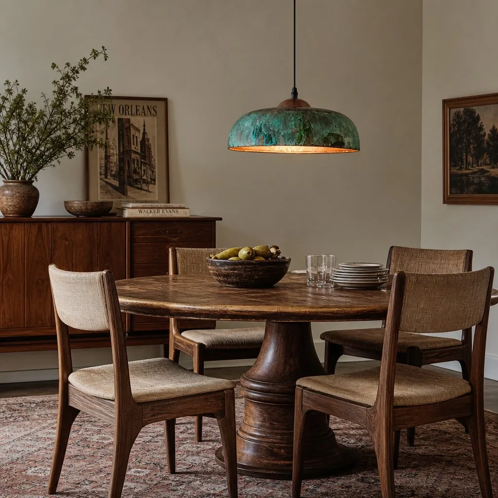 Aerugix Vintage Hammered Copper Dome Pendant Light - Natural Metallic Finish for Dining Room T2250