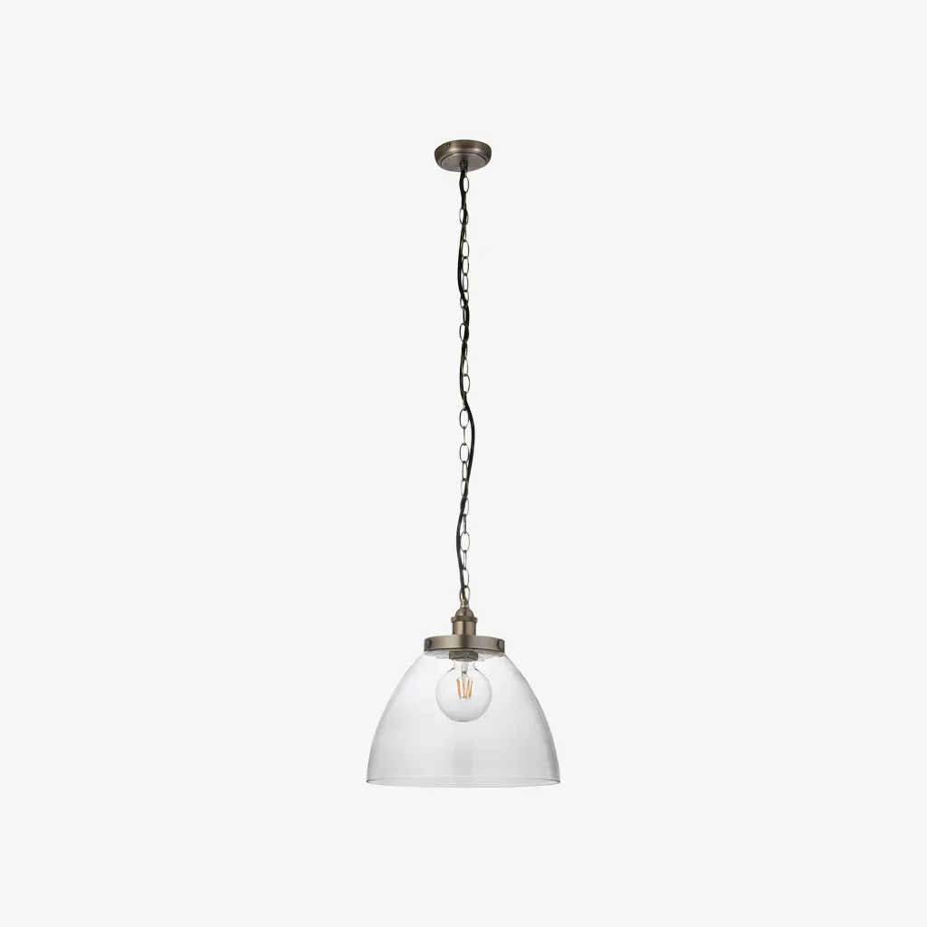 Novera Art Deco Dome Adjustable Height Glass Shade Pendant Light for Living Room T1008