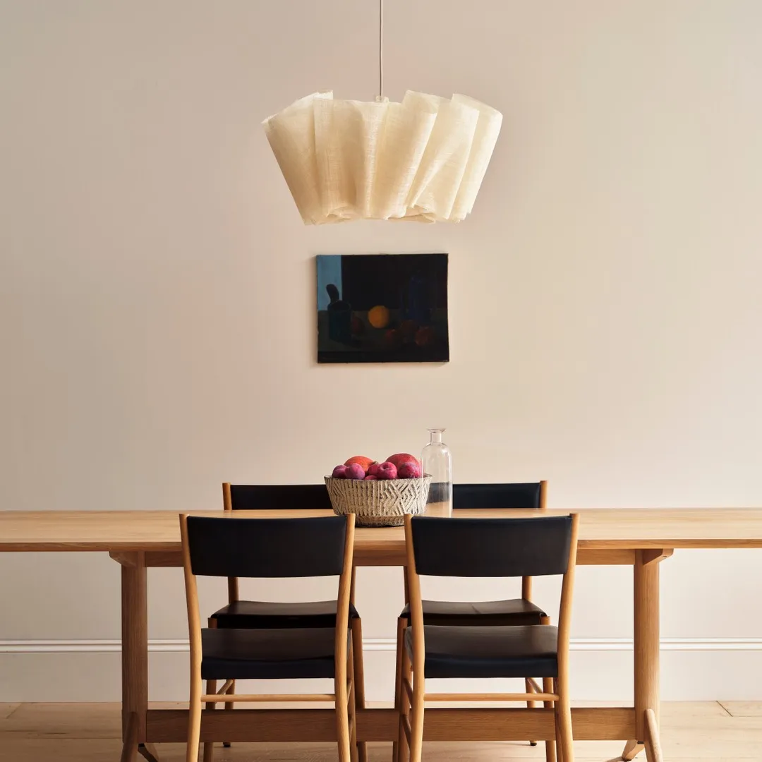 Scandinavian Pleated Fabric Pendant Light – Adjustable Hanging Lamp for Dining Room T191