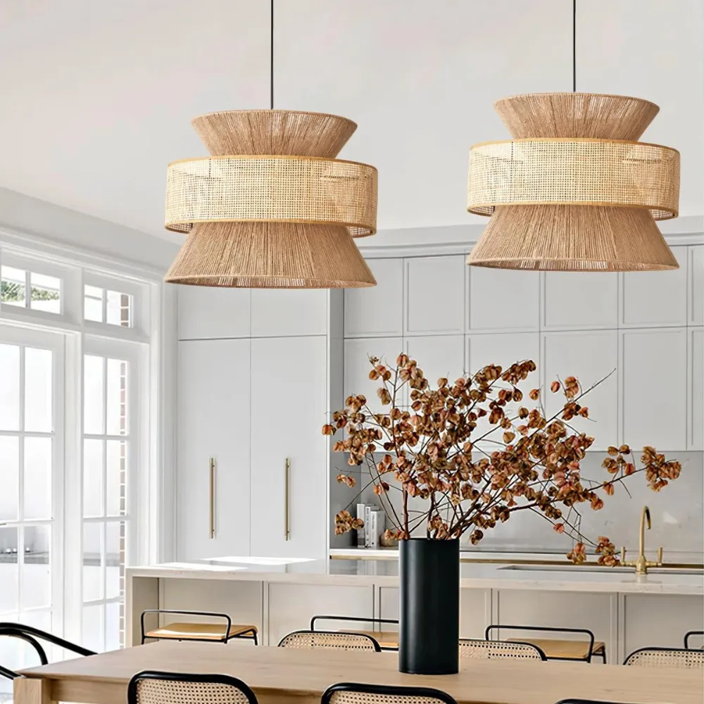 Handwoven Hemp Rope Rattan Veil Pendant Light T2037