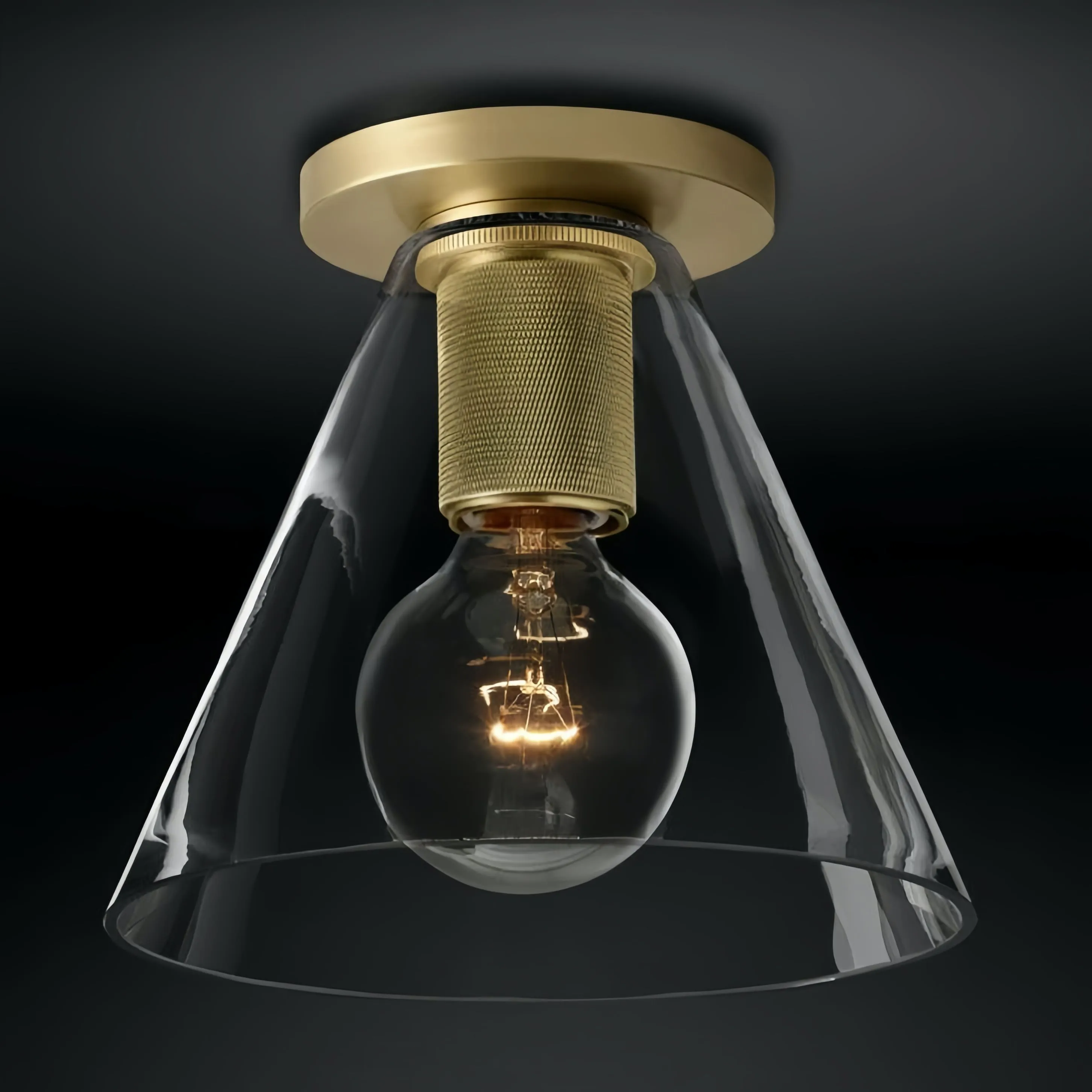 Versatile Flush Mount Light – Modern Glass & Open Bulb Design S232