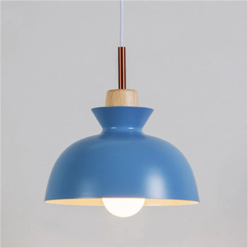 MULTI Scandinavian Metal Wood Macaroon Pendant Light for Bedroom S32
