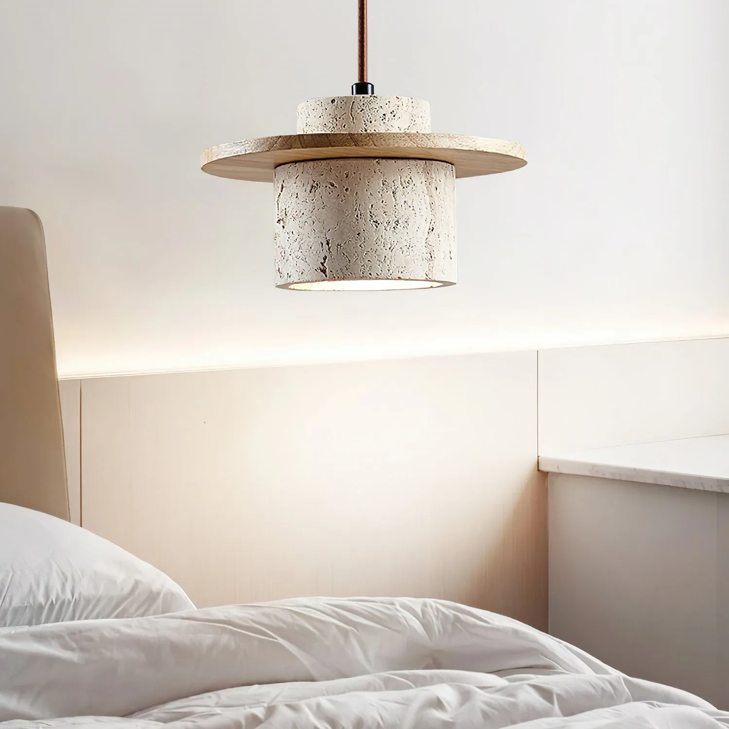 Elegant Textured Cylindra Stone Pendant Lamp G11