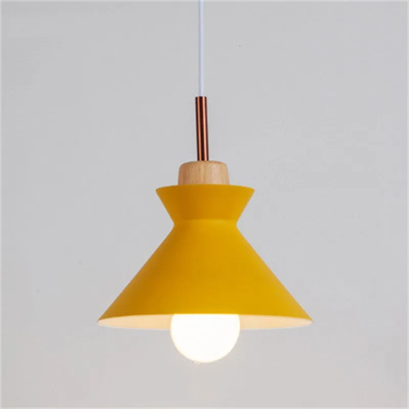 MULTI Scandinavian Metal Wood Macaroon Pendant Light for Bedroom S32