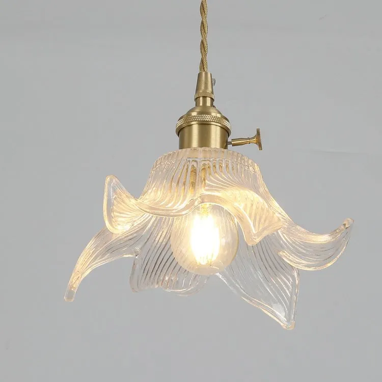 Traditional Japanese Brass Walnut Glass Ceramic Cylinder Conic Flower Bowl 1-Light Pendant Light For Dining Room T260