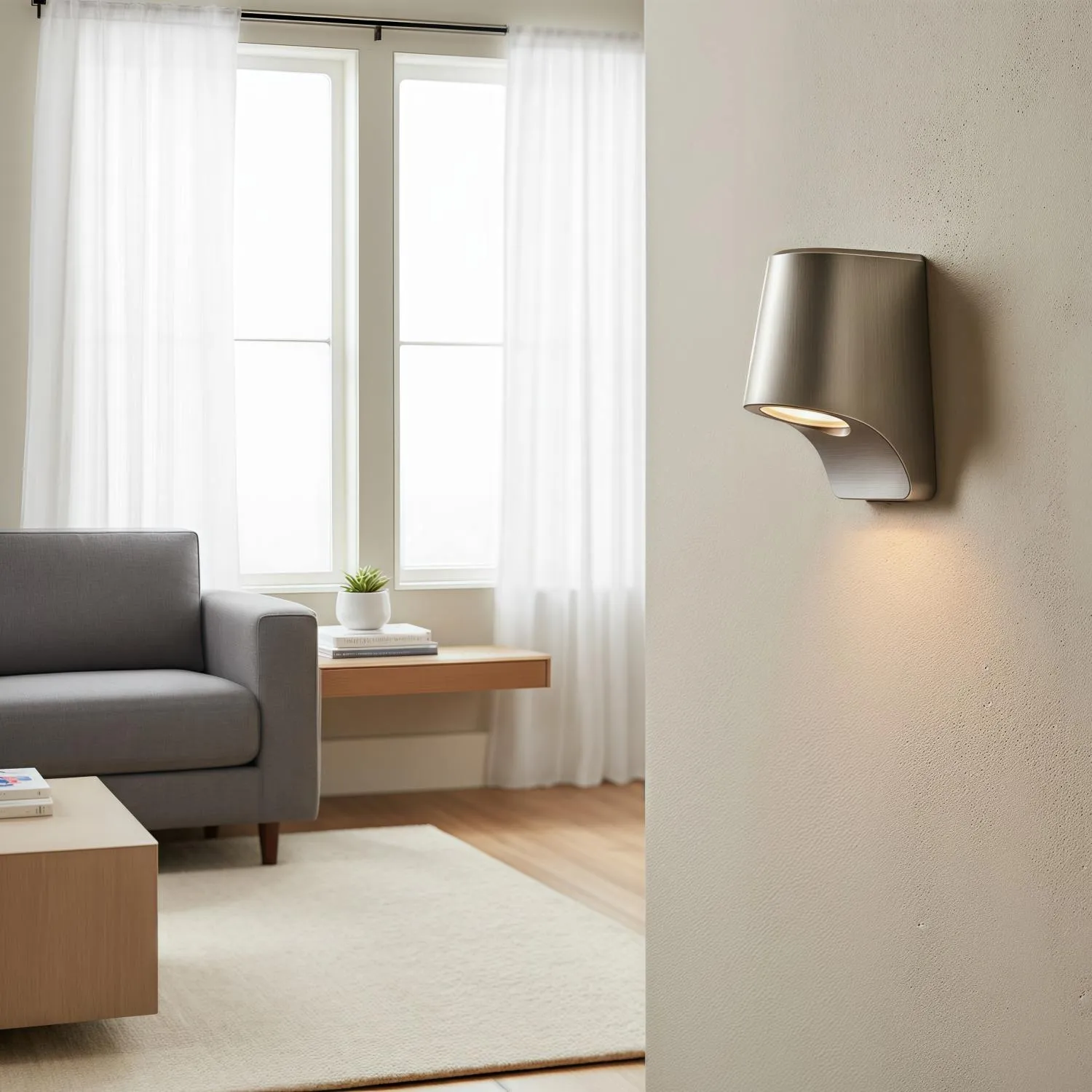 Rivathis Minimalist Metal Pewter Wall Lantern - Stylish Porch Fixture Ideal for Entry or Garden T894